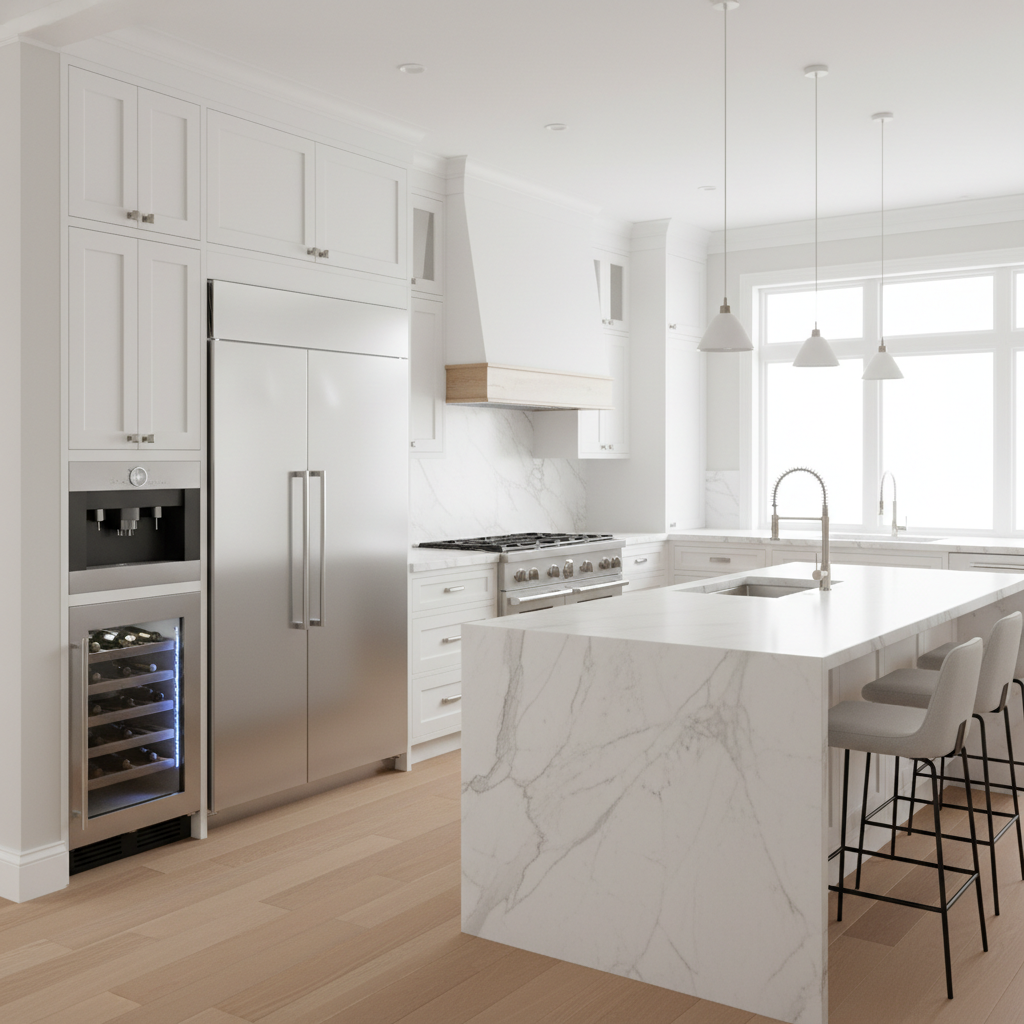 Luxury modern kitchen with built-in appliances